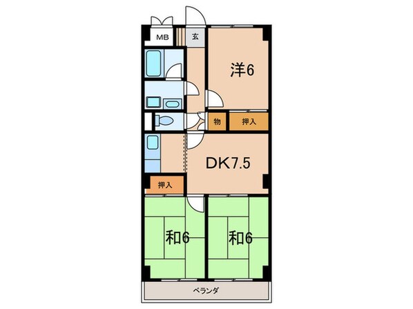 スカイハイツ潮江の物件間取画像